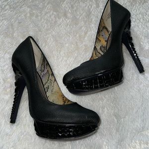 RACHEL Rachel Roy Black Textured Heels